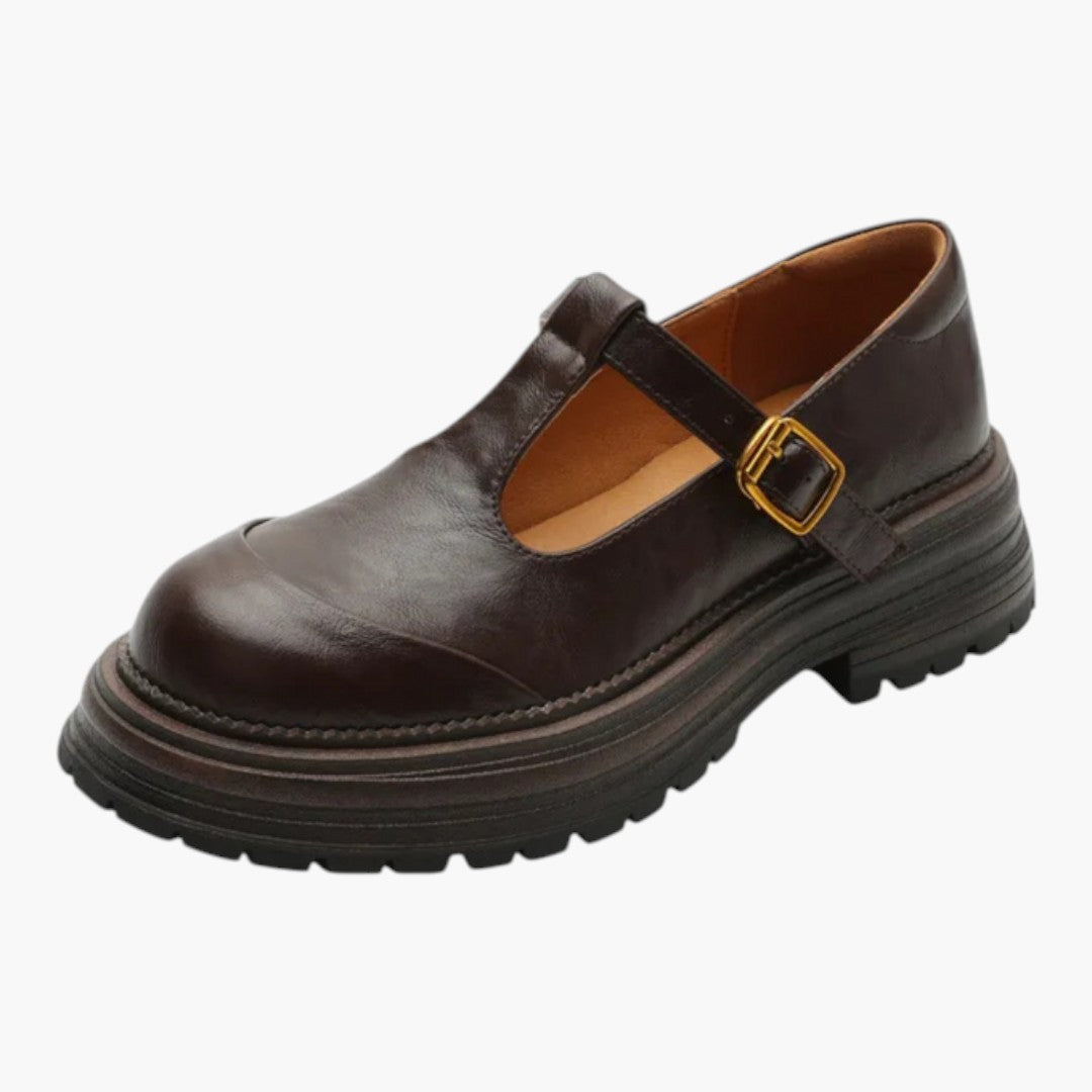 Damen Schuhe Mary Jane mit T-Riemen und rundem Zehenbereich