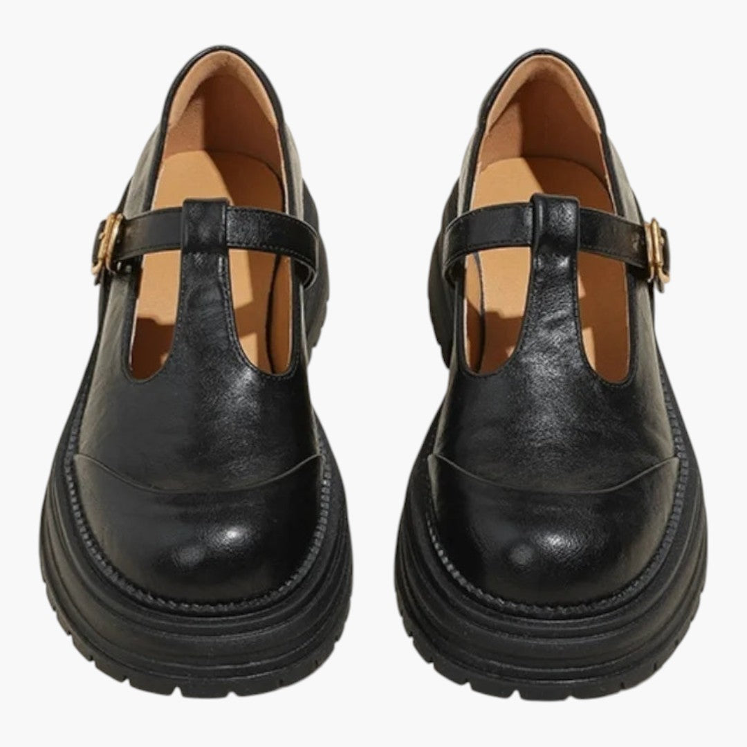 Damen Schuhe Mary Jane mit T-Riemen und rundem Zehenbereich