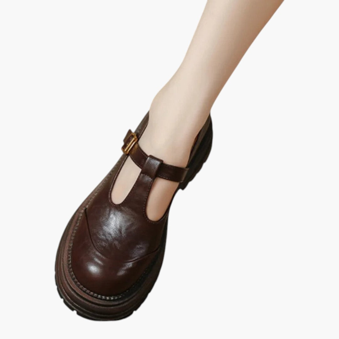 Damen Schuhe Mary Jane mit T-Riemen und rundem Zehenbereich