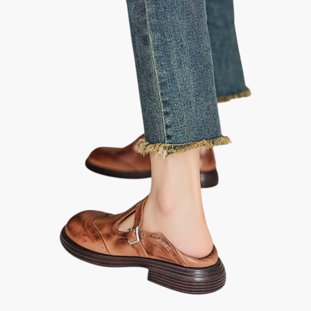 Femmes Chaussures Mary Jane avec Bride T et Brogue Talon