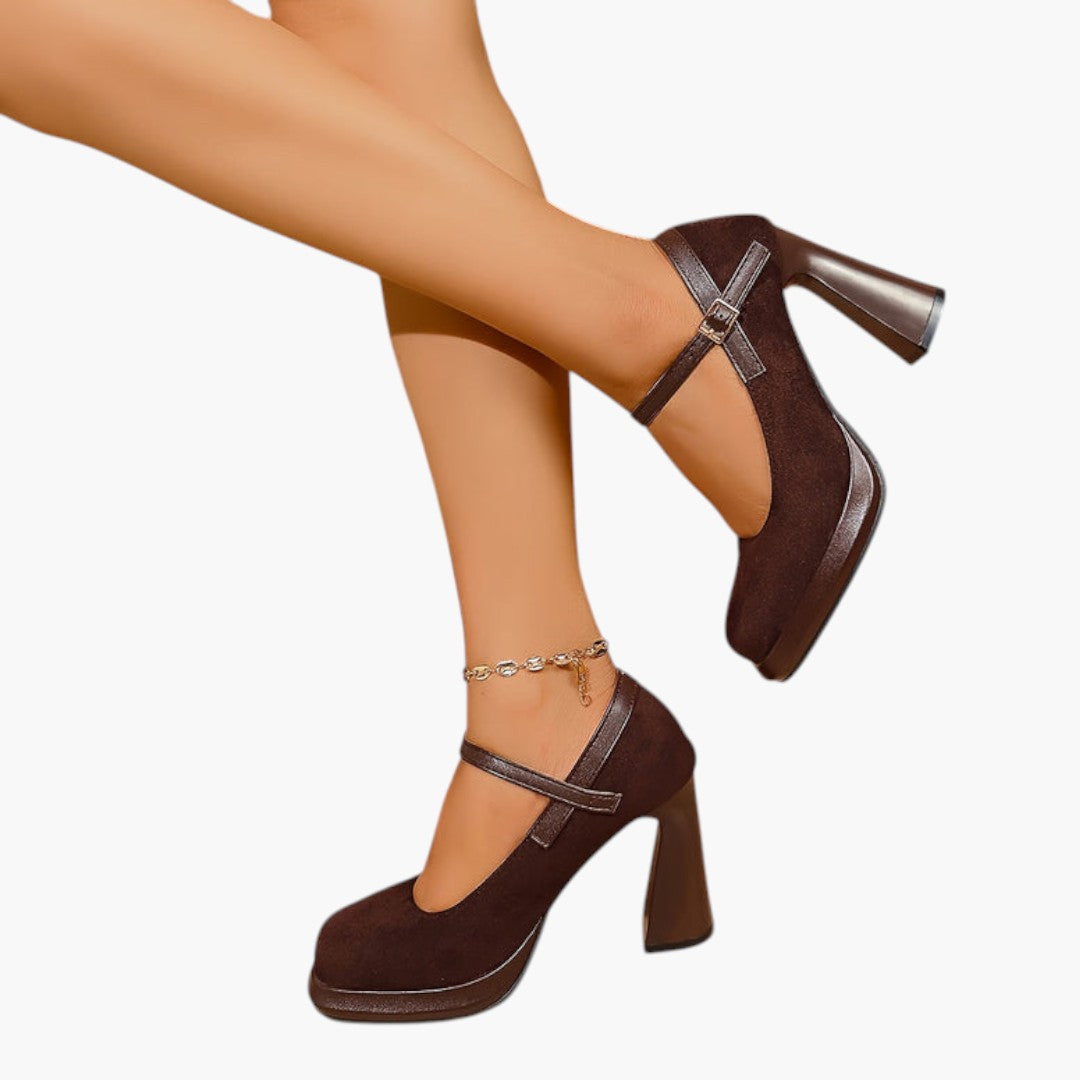 Femmes Chaussures Mary Jane avec Bride Unique et Bout Carré