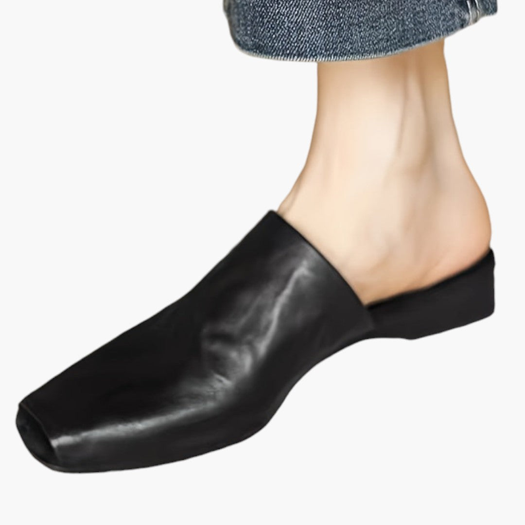 Scarpe da donna mule con punta quadrata e suola piatta