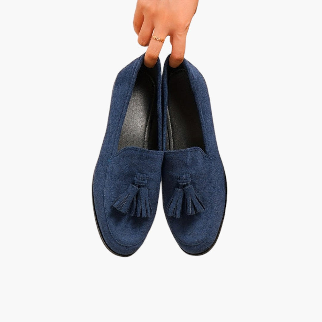 Femmes Mocassins Plats avec Pompon et Bout Rond