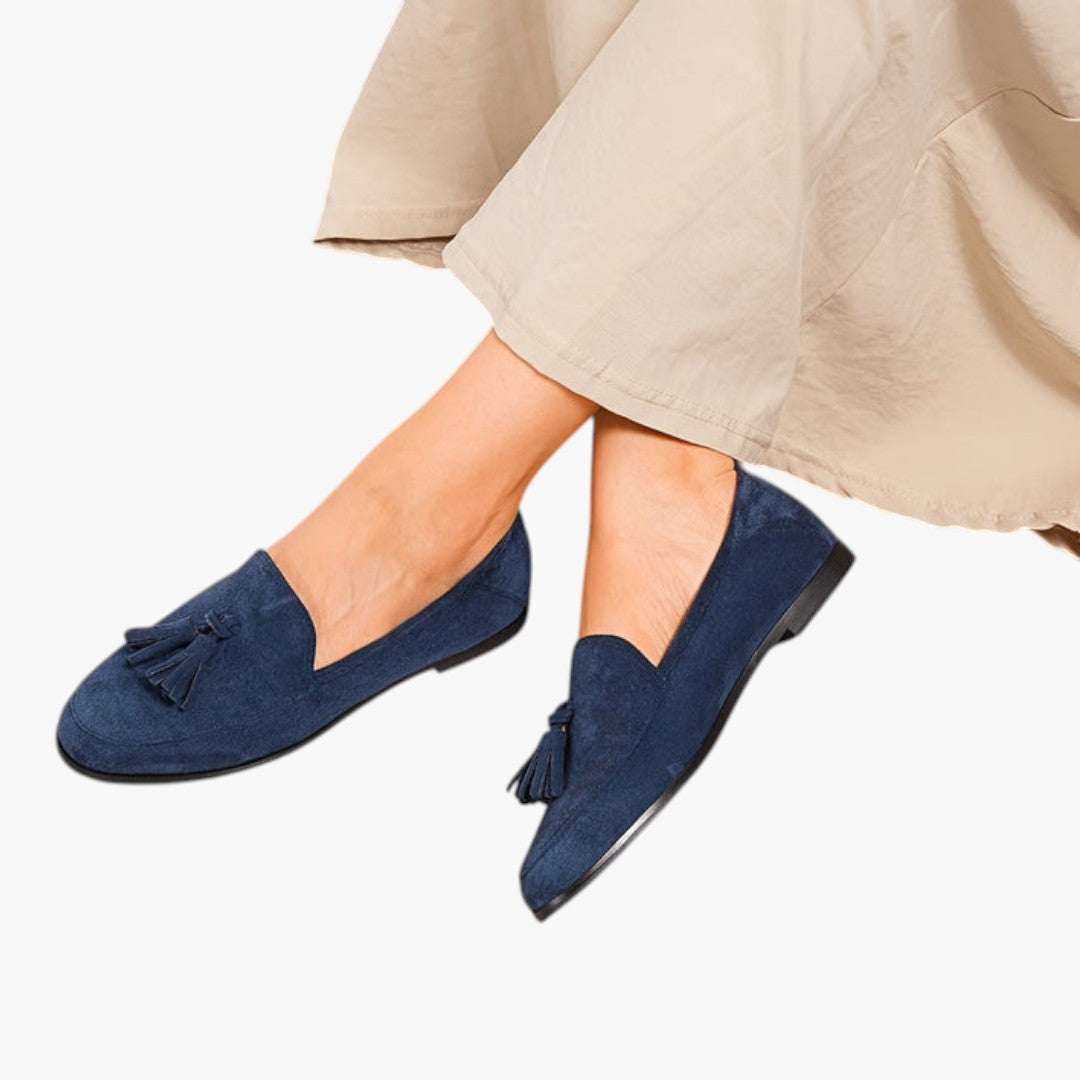 Femmes Mocassins Plats avec Pompon et Bout Rond