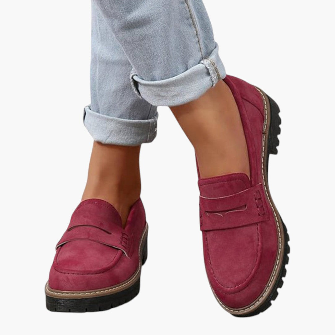 Femmes Mocassins avec Dessus en Suède et Semelle Antidérapante