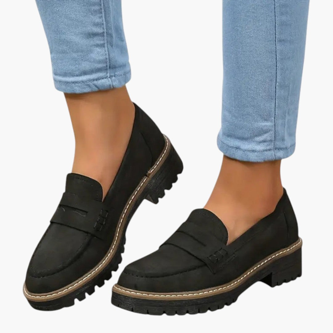 Femmes Mocassins avec Dessus en Suède et Semelle Antidérapante