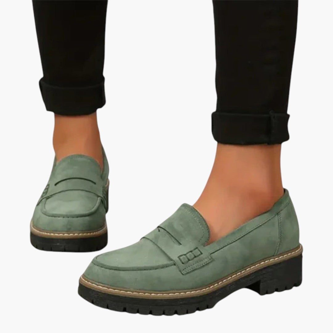 Femmes Mocassins en Suède a Semelle Antidérapante et Design Slip-On
