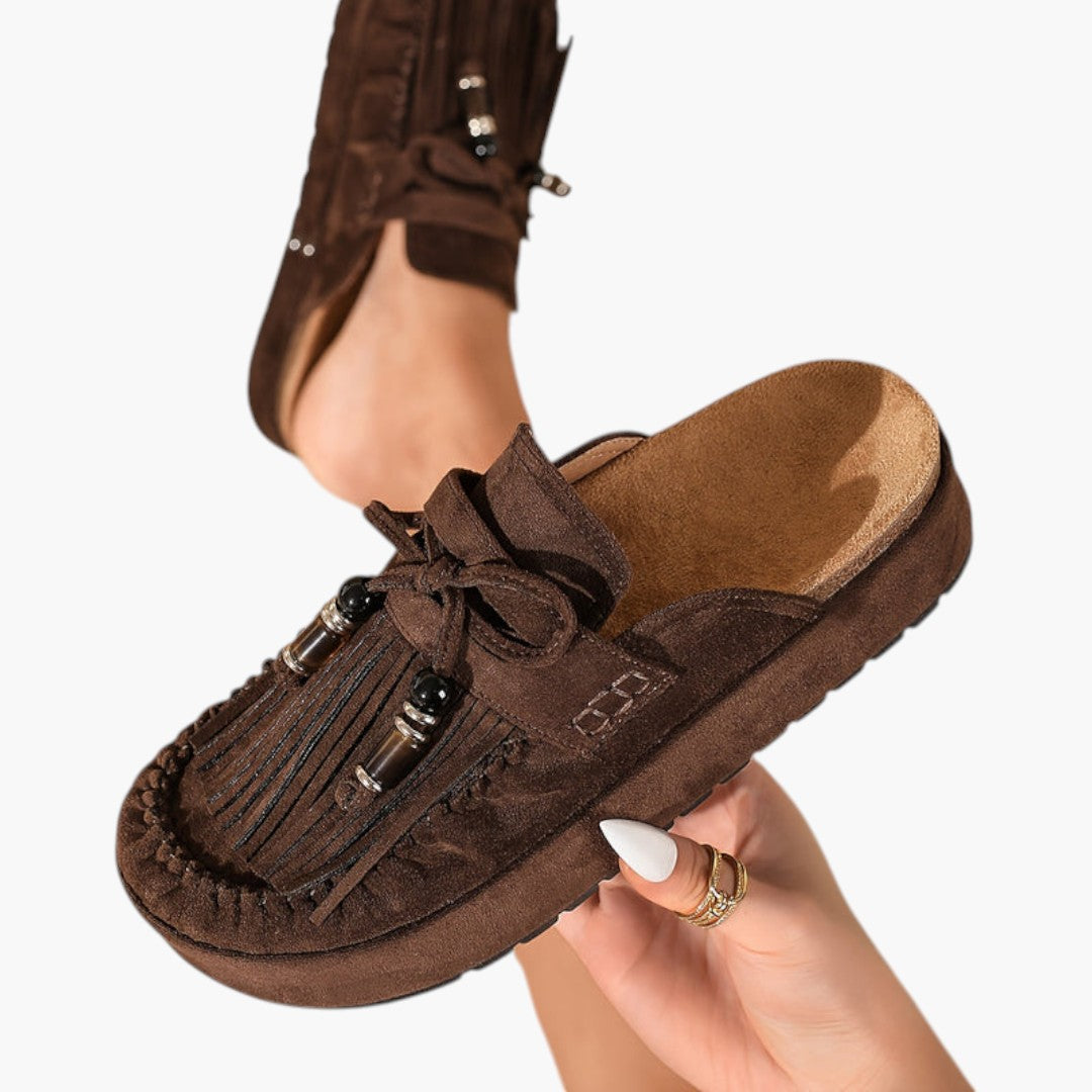 Femmes Mules Chaussures a Pompons et Semelle Plateforme