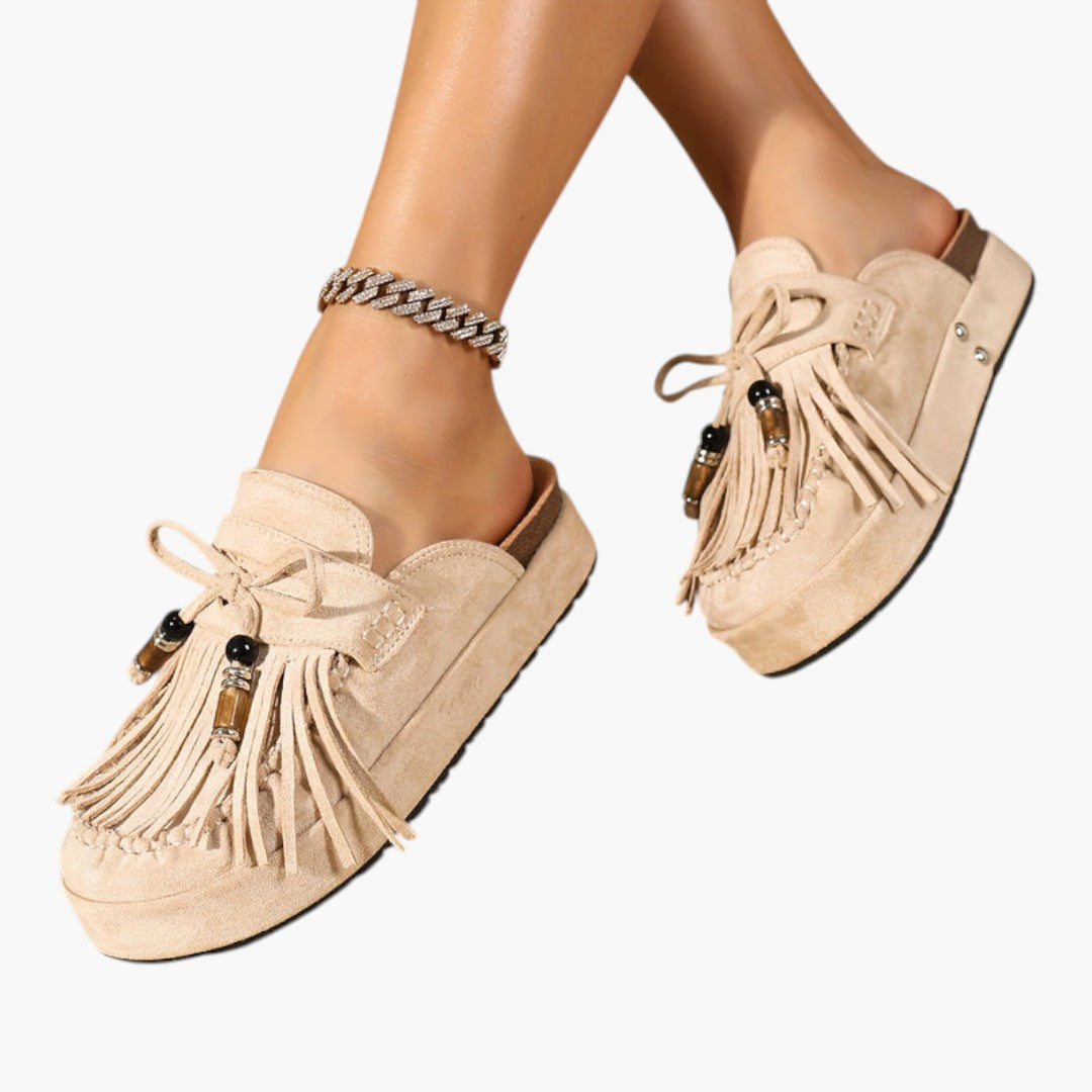 Femmes Mules Chaussures a Pompons et Semelle Plateforme