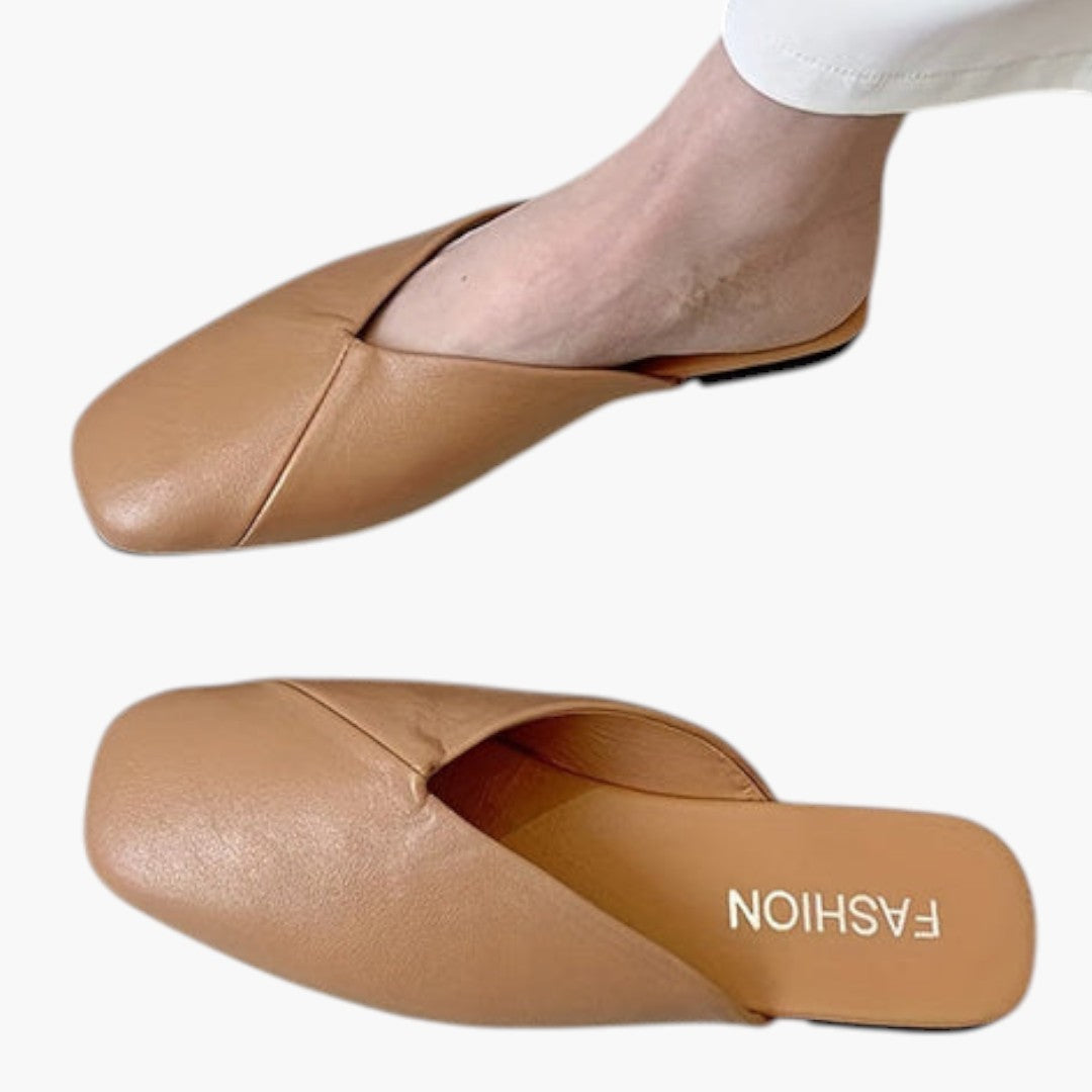 Femmes Mules Chaussures avec Bout Carré et Semelle Plate