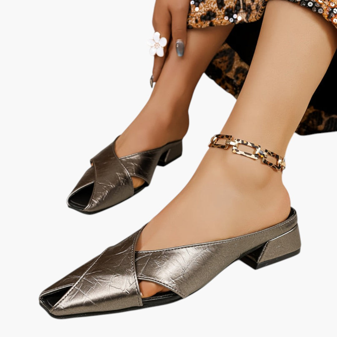 Femmes Mules Chaussures avec Bout Carré et Talon Bas
