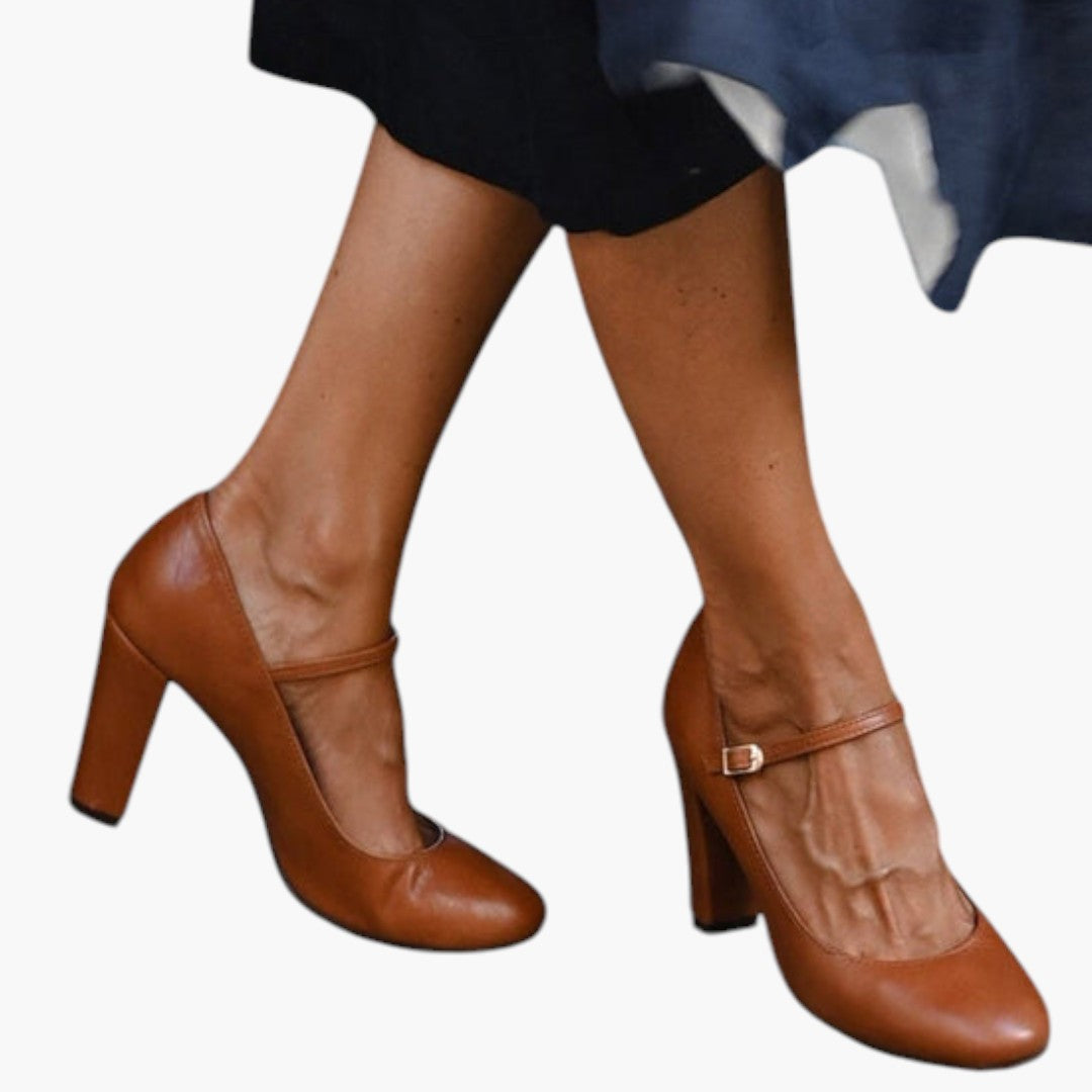 Women's Sandals with Buckle Strap and Low Heel