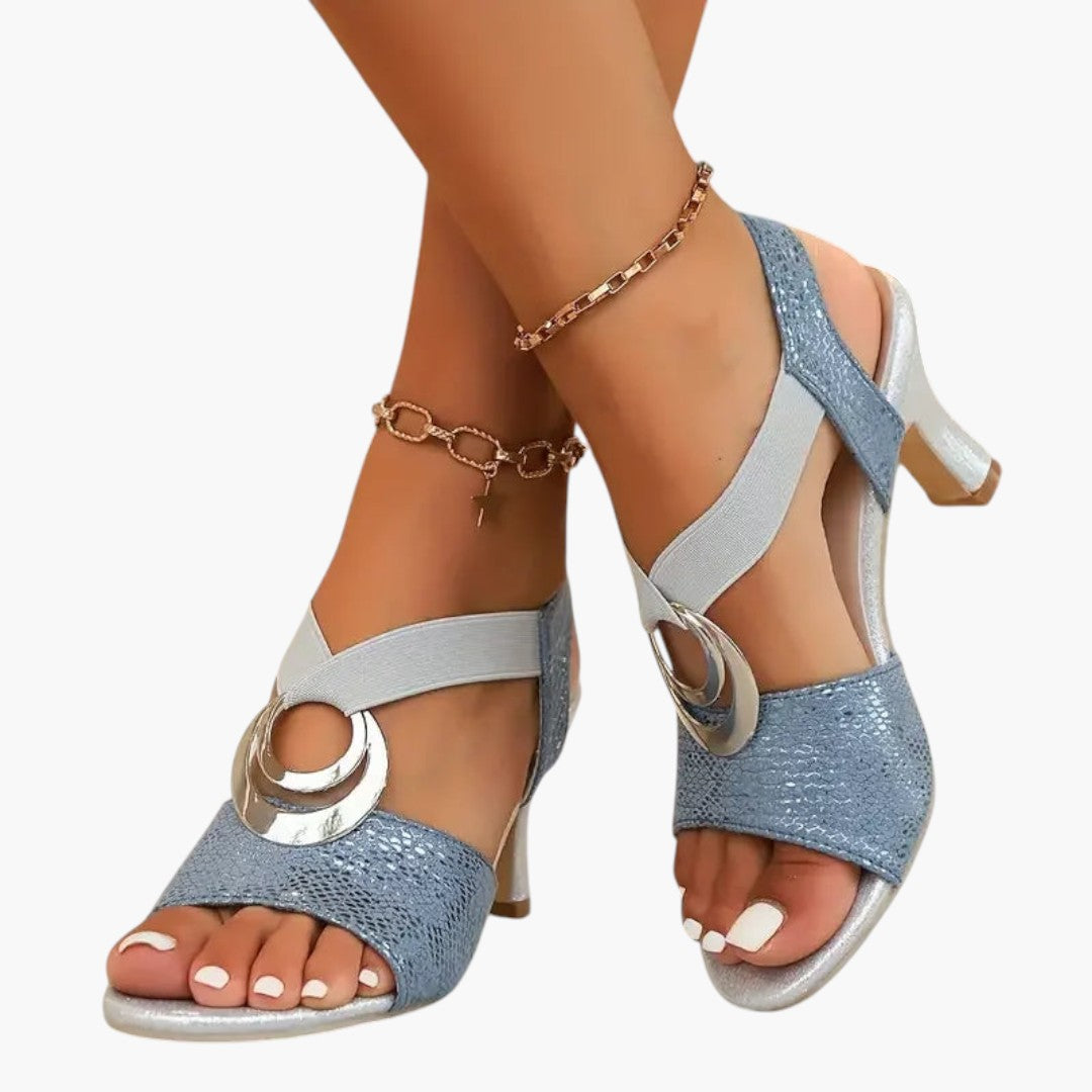 Damen Sandalen mit verstellbarem Knöchelriemen und hohem Absatz