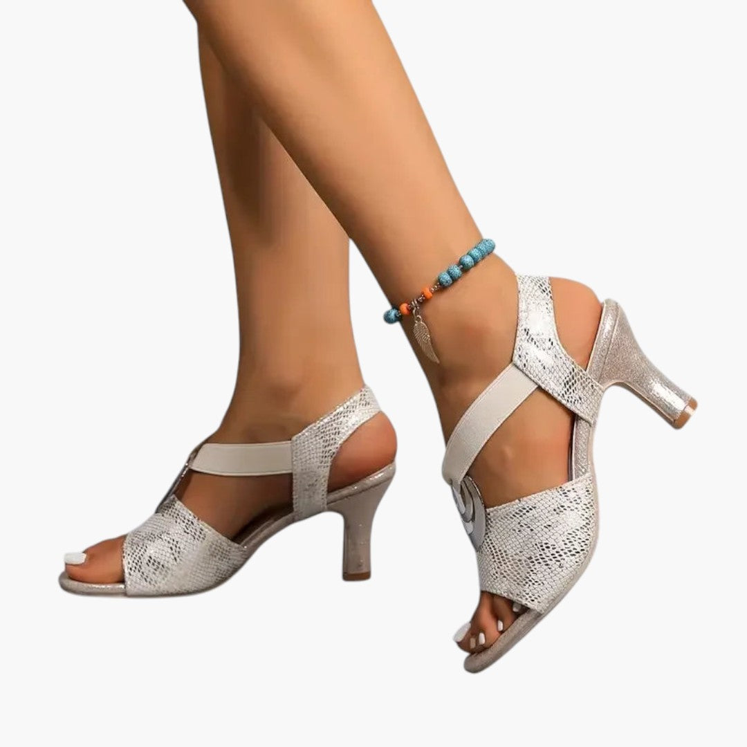 Damen Sandalen mit verstellbarem Knöchelriemen und hohem Absatz