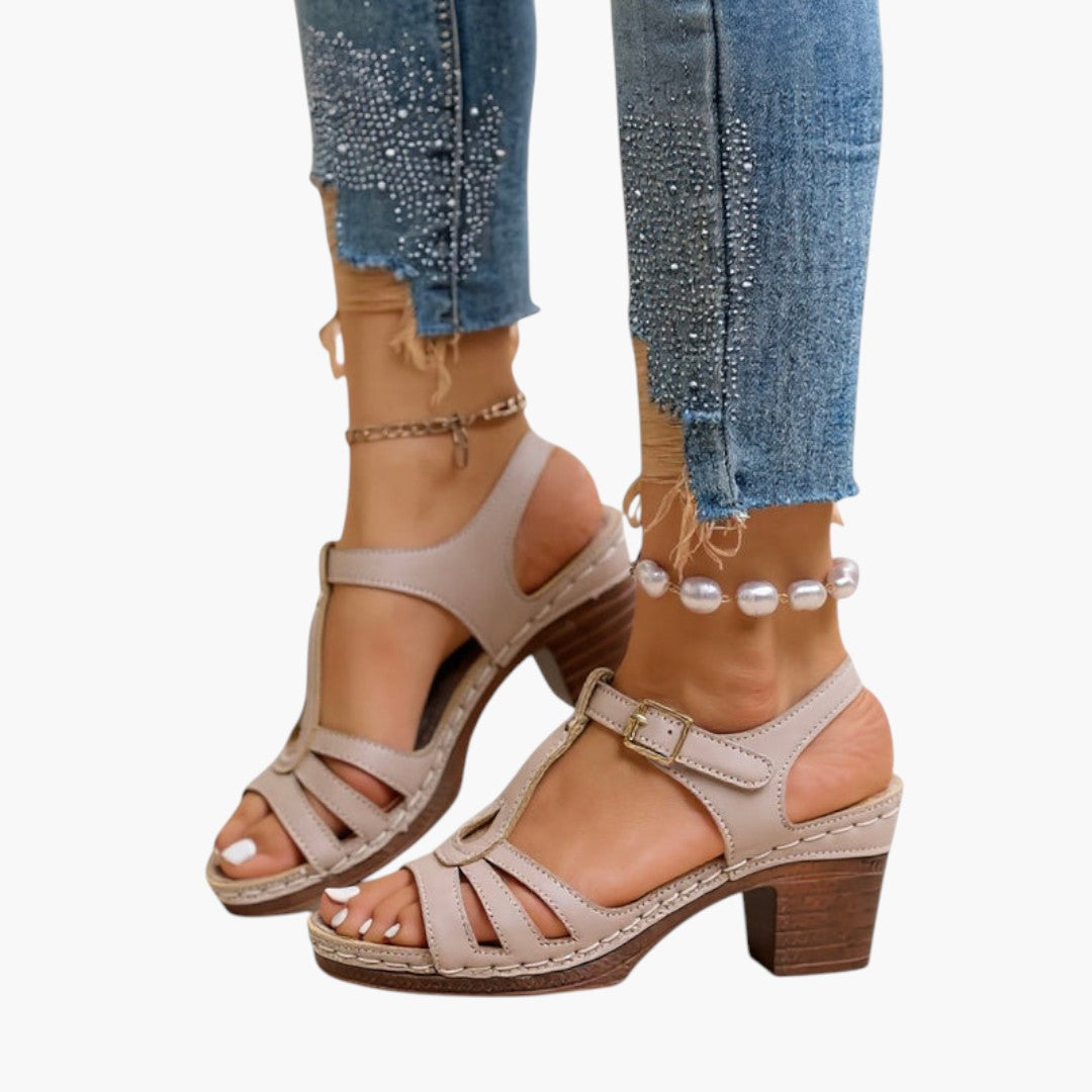 Women's block heel sandals with padded sole
