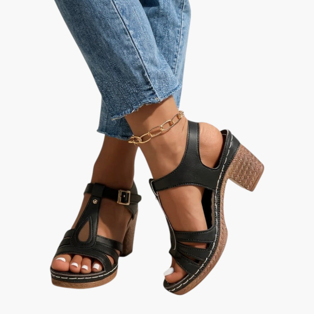 Women's block heel sandals with padded sole