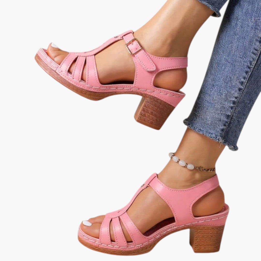 Women's block heel sandals with padded sole
