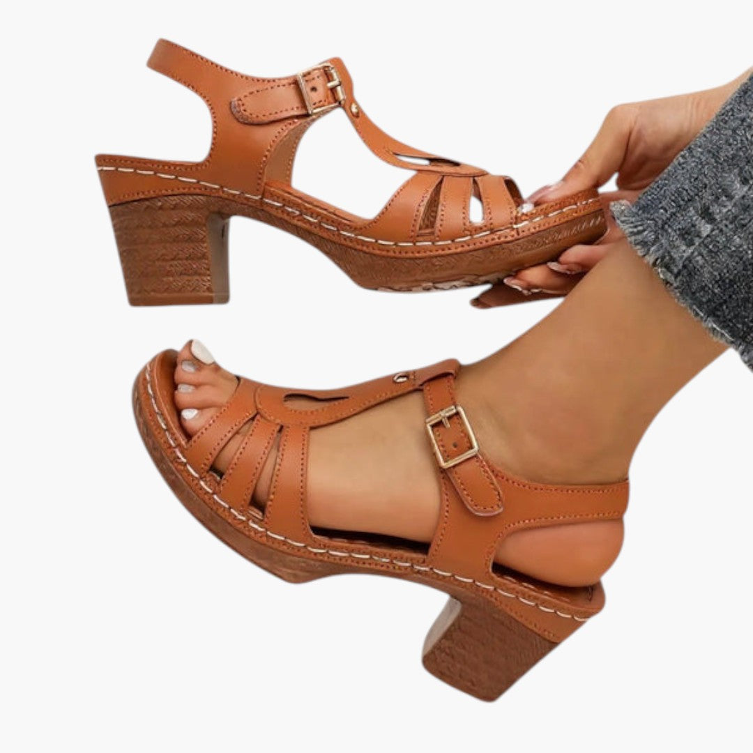 Women's block heel sandals with padded sole
