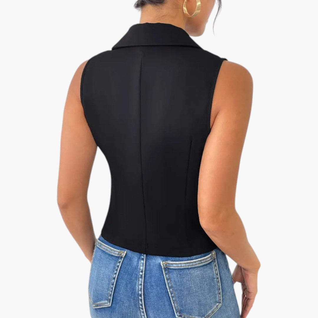 Gilet Femme avec Fermeture Boutonnée et Coupe Ajustée