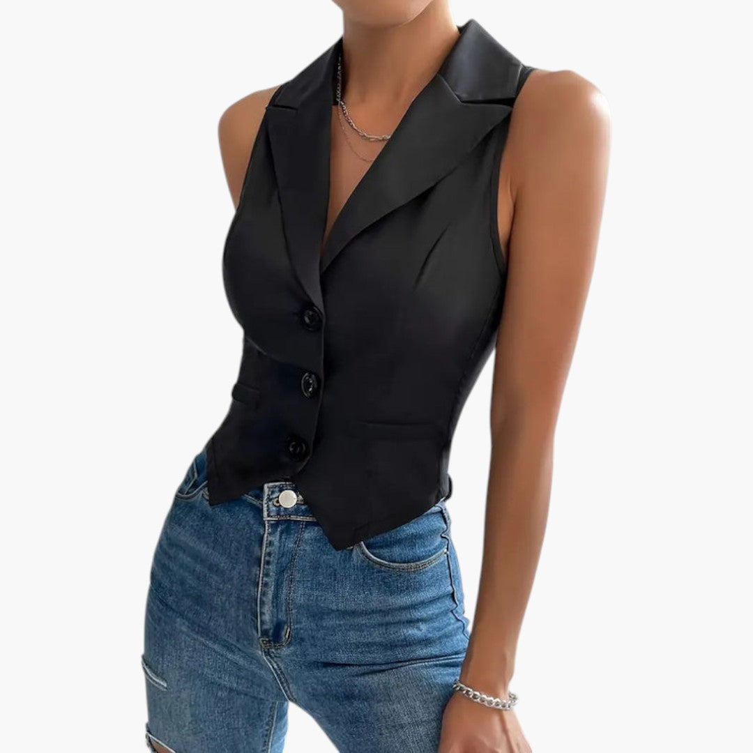 Gilet Femme avec Fermeture Boutonnée et Coupe Ajustée