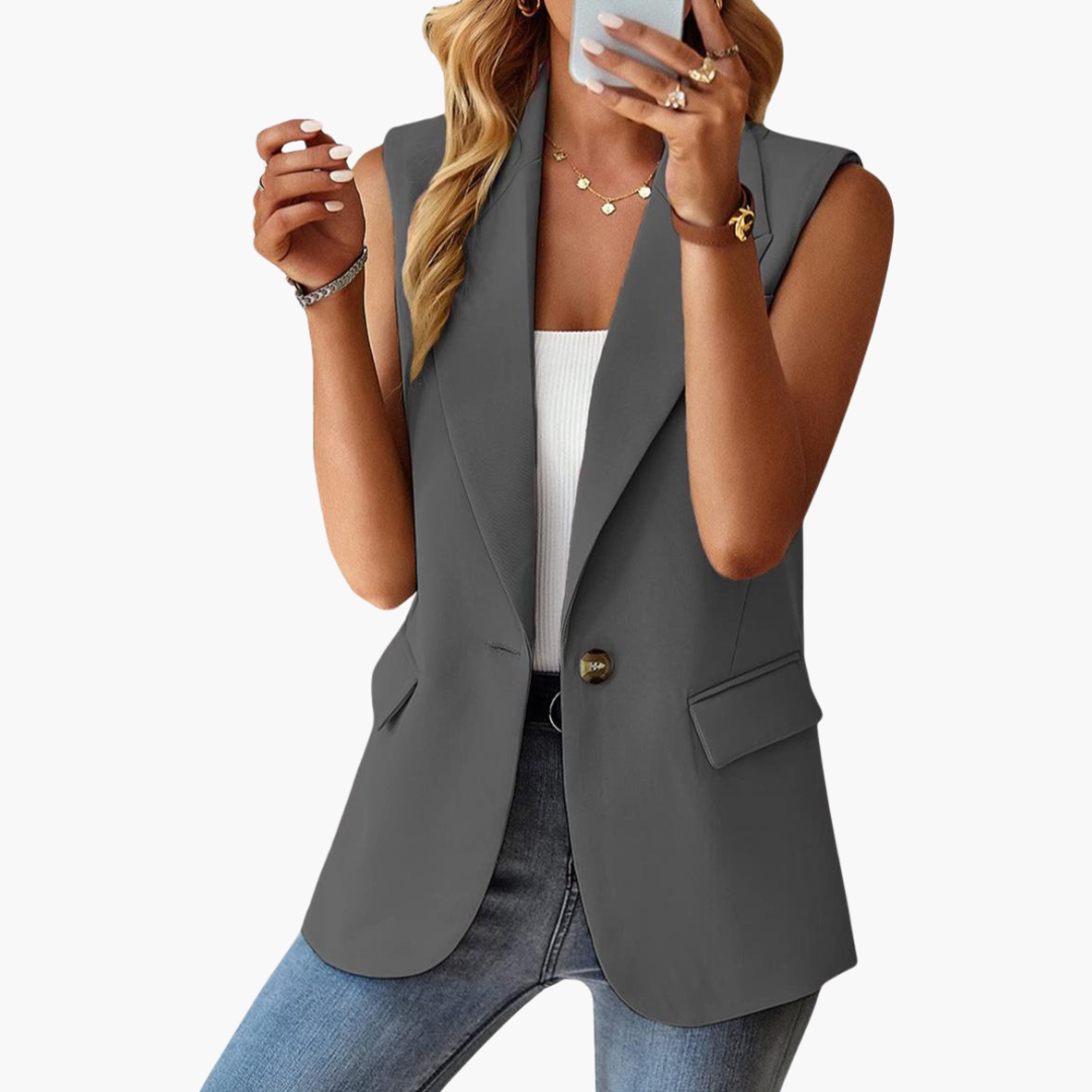Gilet blazer femmes a col à revers et fermeture par bouton