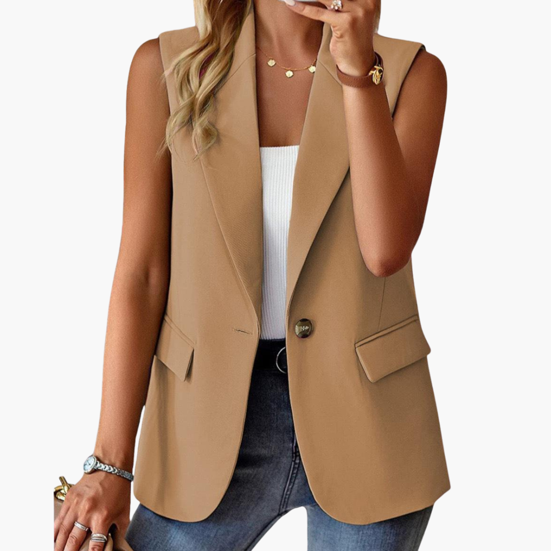 Gilet blazer femmes a col à revers et fermeture par bouton