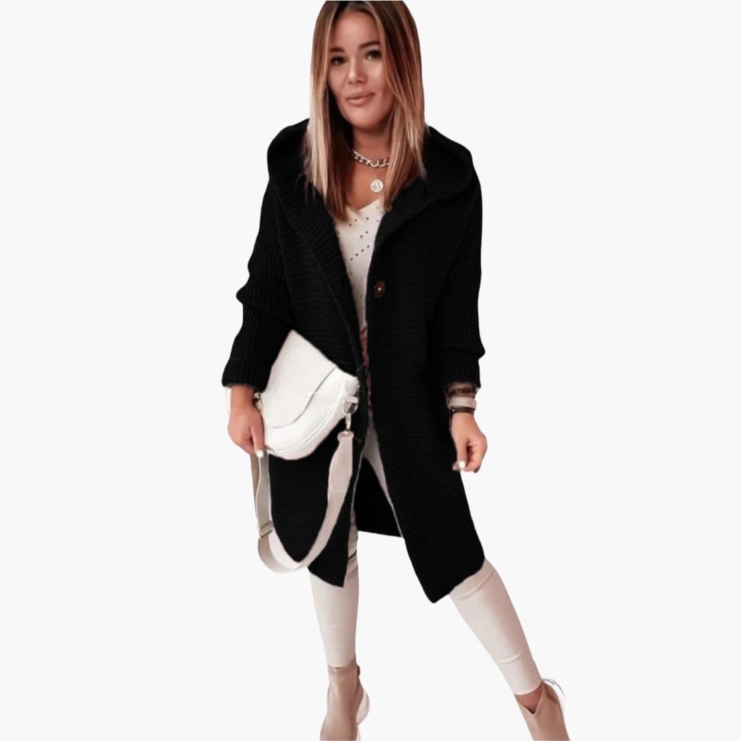 Women's hooded vest with front opening