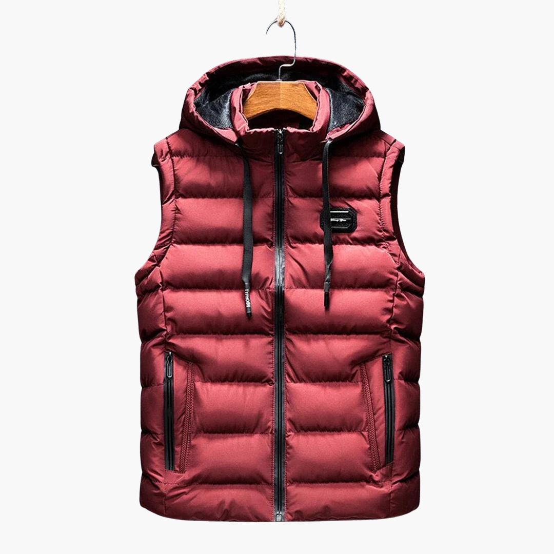 Gilet sans manches pour homme avec capuche et fermeture éclair
