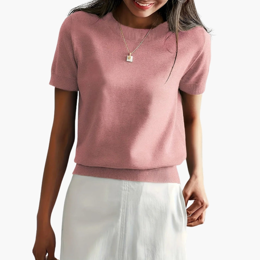 Haut Femme Manches Courtes avec Surface Légère et Coupe Ajustée