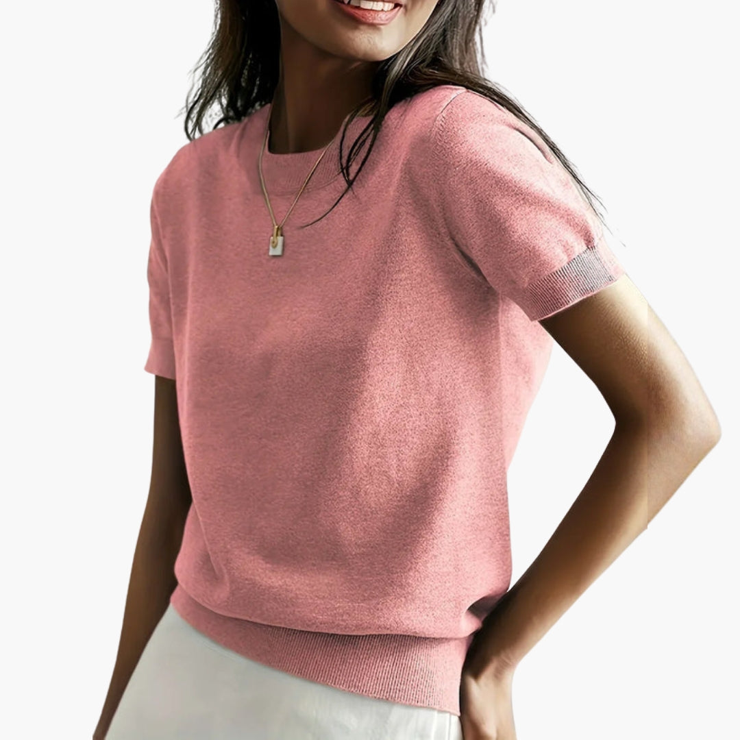 Haut Femme Manches Courtes avec Surface Légère et Coupe Ajustée