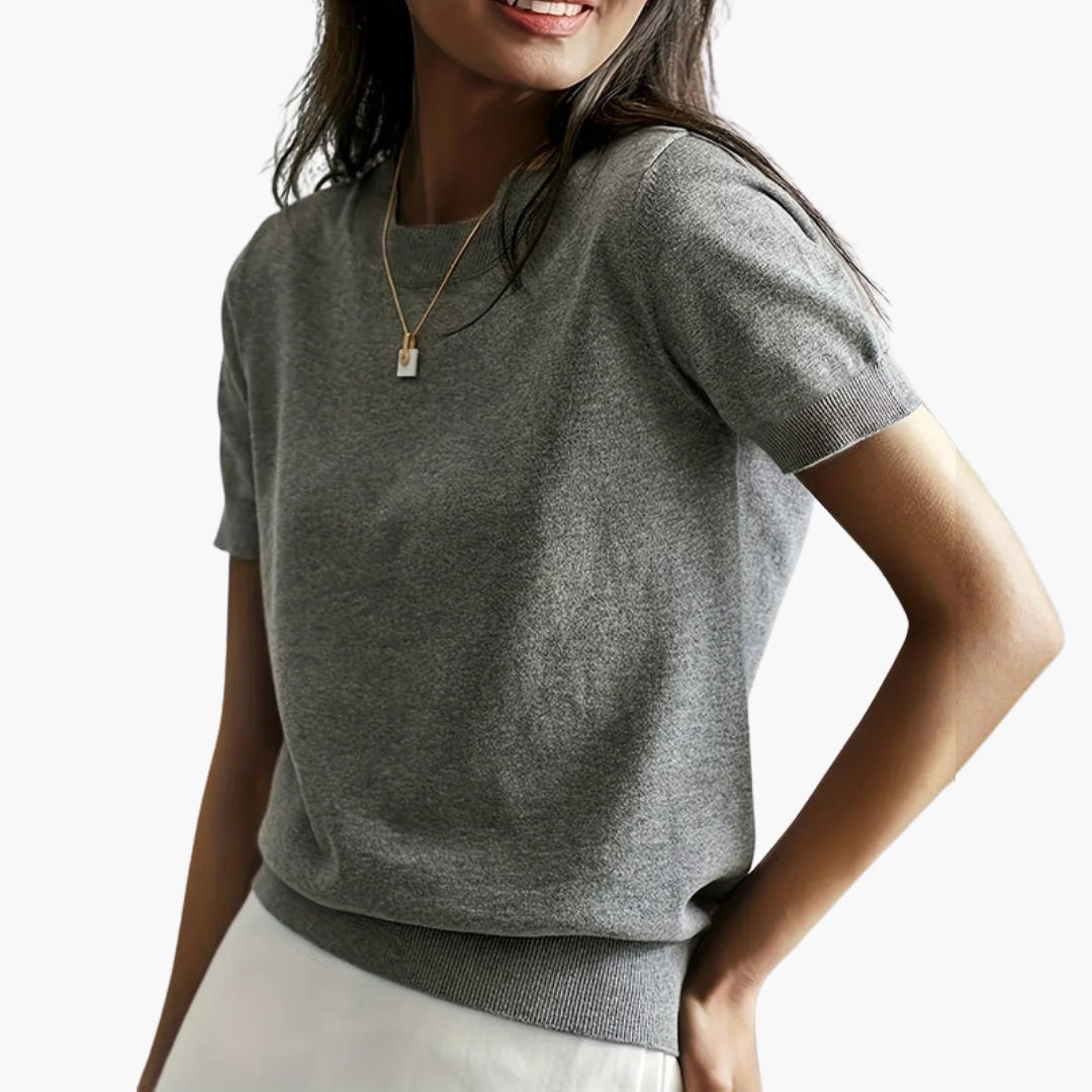 Haut Femme Manches Courtes avec Surface Légère et Coupe Ajustée