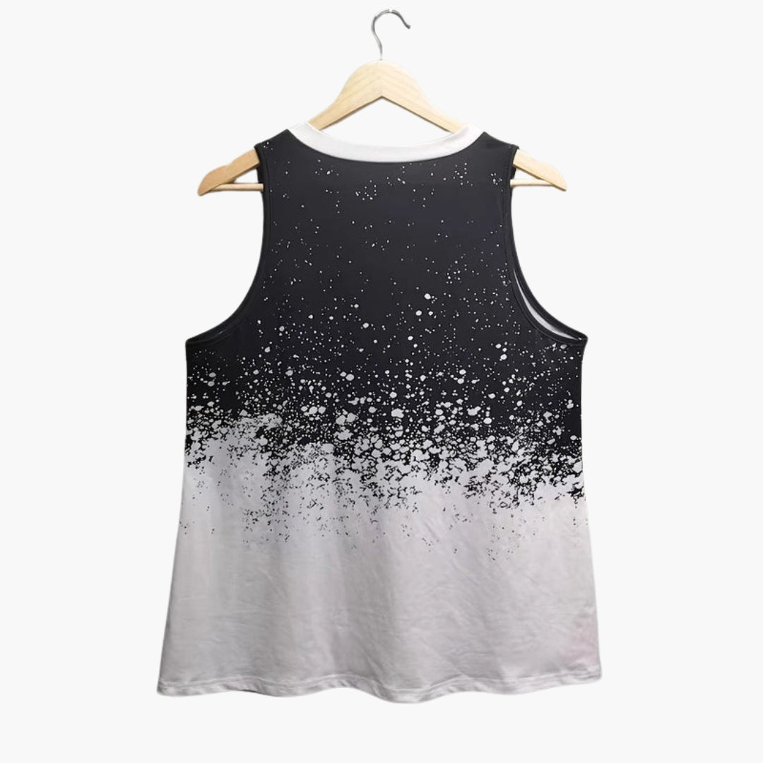 Women's Sleeveless Top with V-Neck and Button Placket