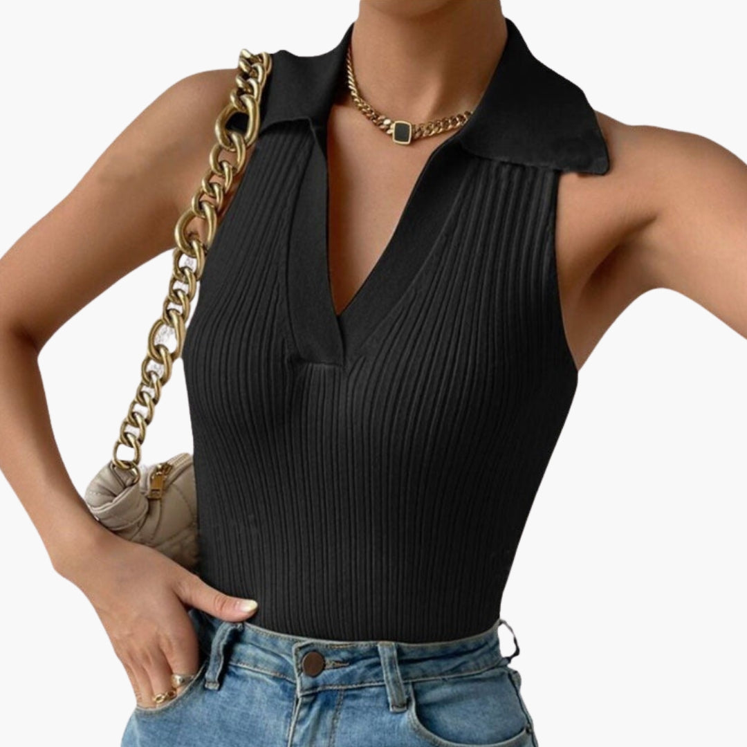Top senza maniche donna con collo tondo e scollo a V