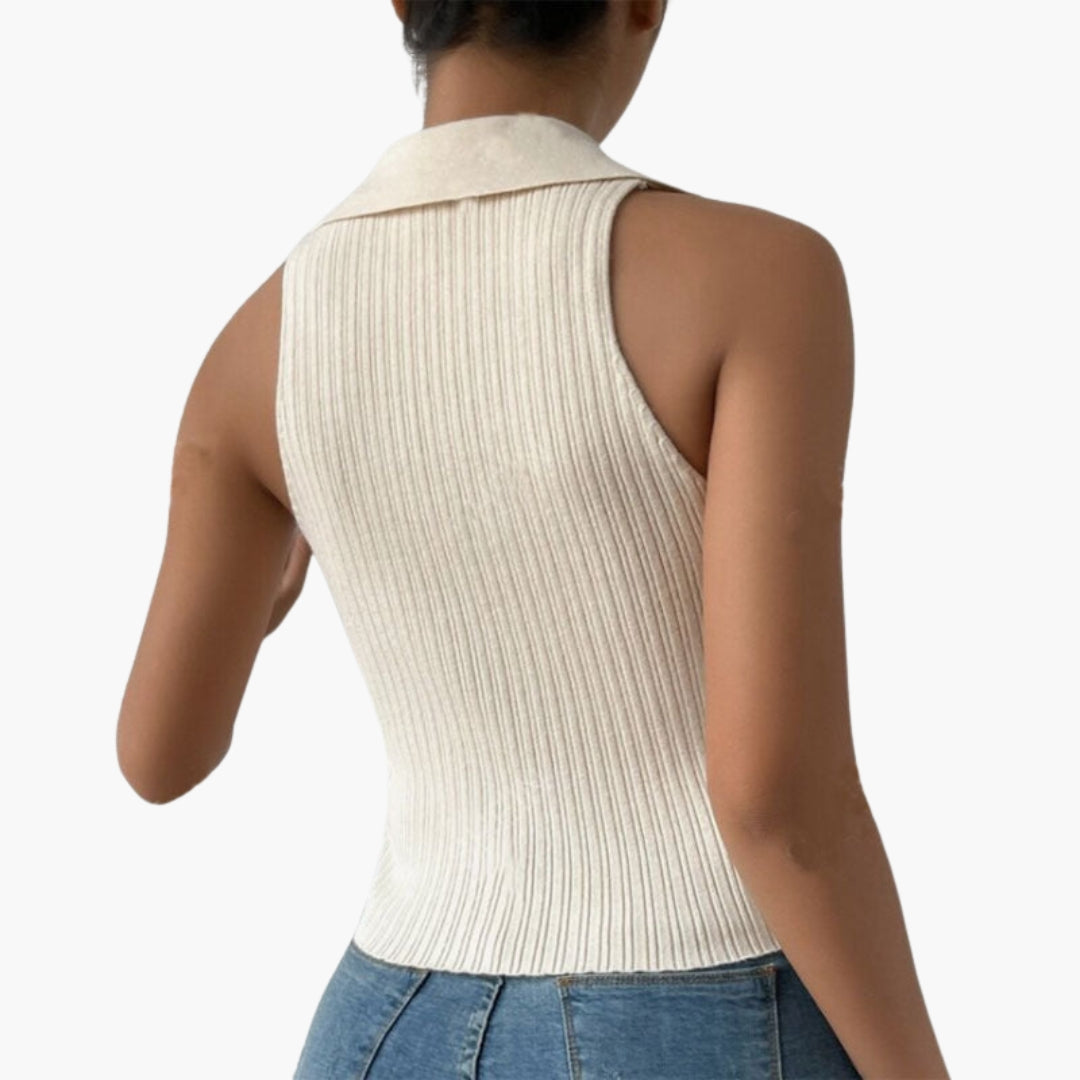 Top senza maniche donna con collo tondo e scollo a V