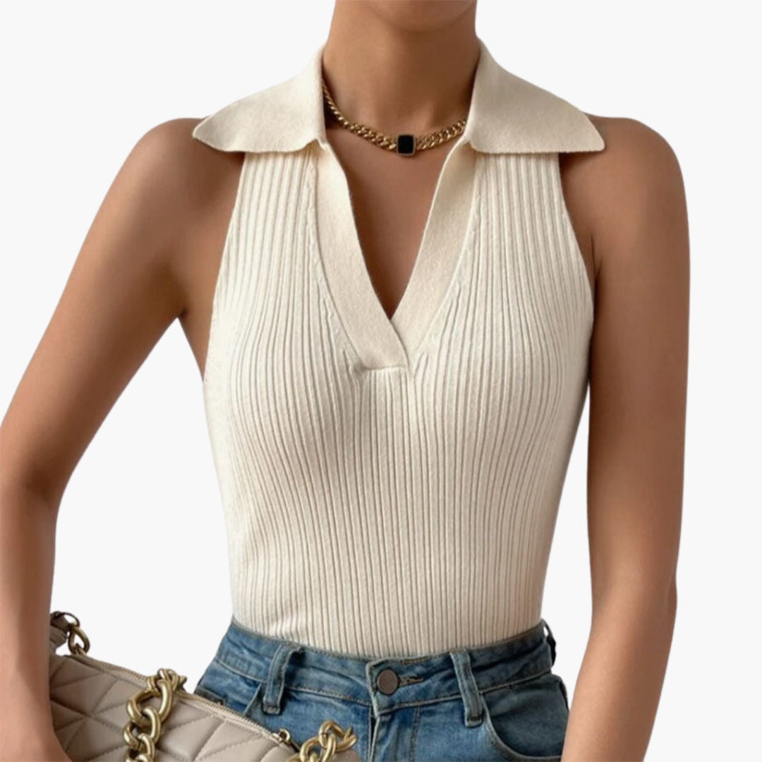 Top senza maniche donna con collo tondo e scollo a V