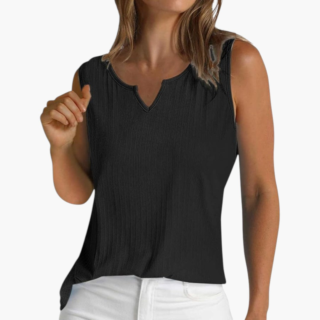 Sleeveless Top for Women with Ribbed Surface