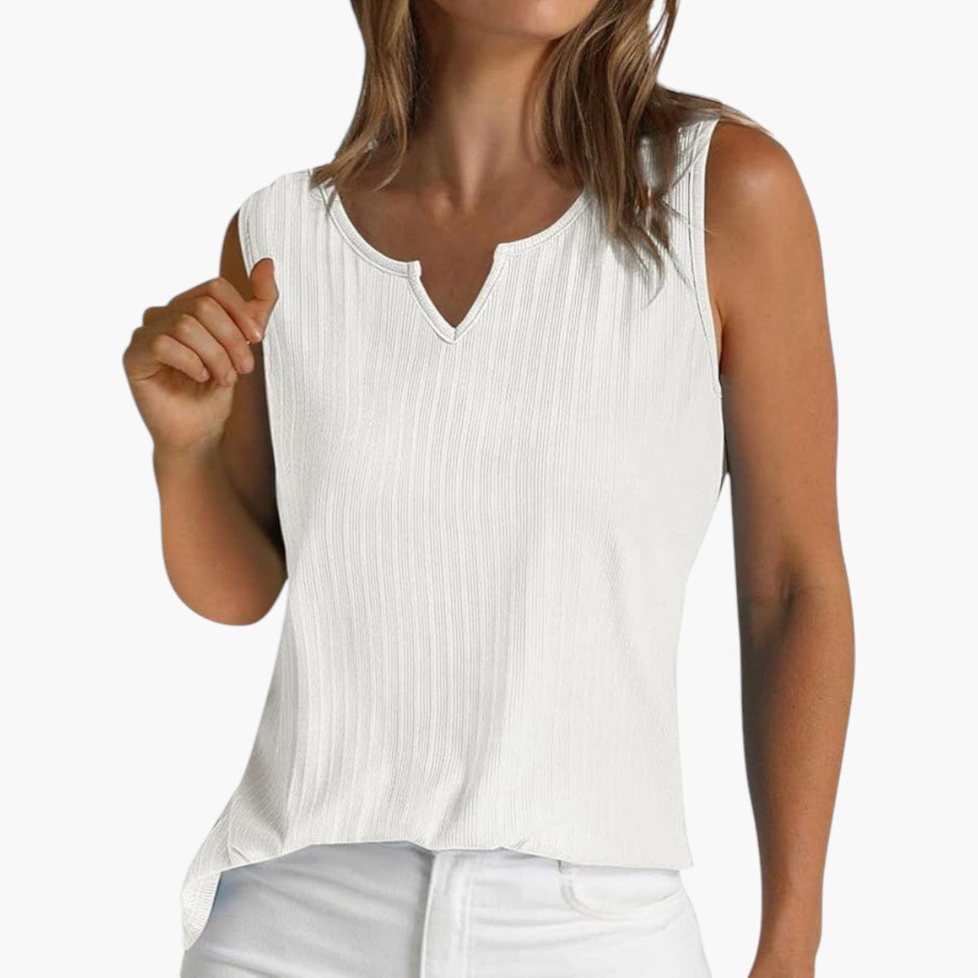 Sleeveless Top for Women with Ribbed Surface