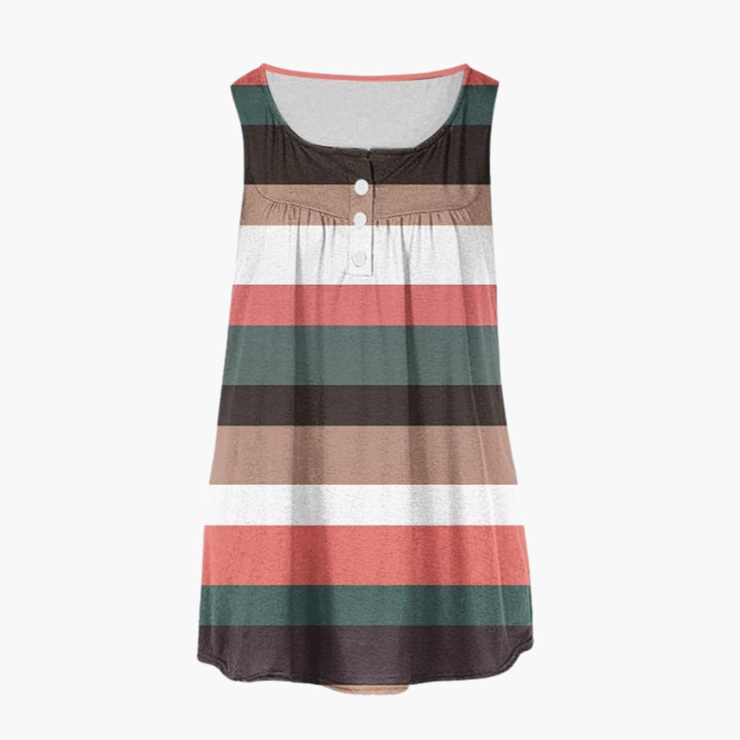 Women's Tunic Top with V-Neck and Striped Pattern