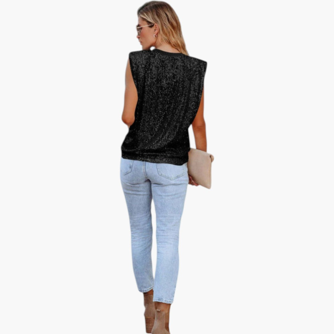 Top corto donna con scollo rotondo e maniche a mantella