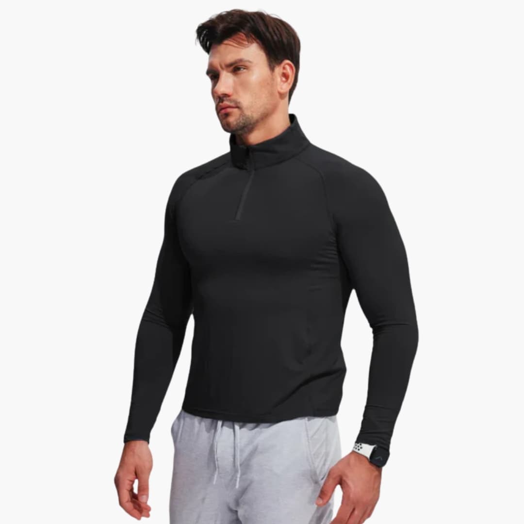 Haut d’entraînement pour homme avec demi zip et col montant