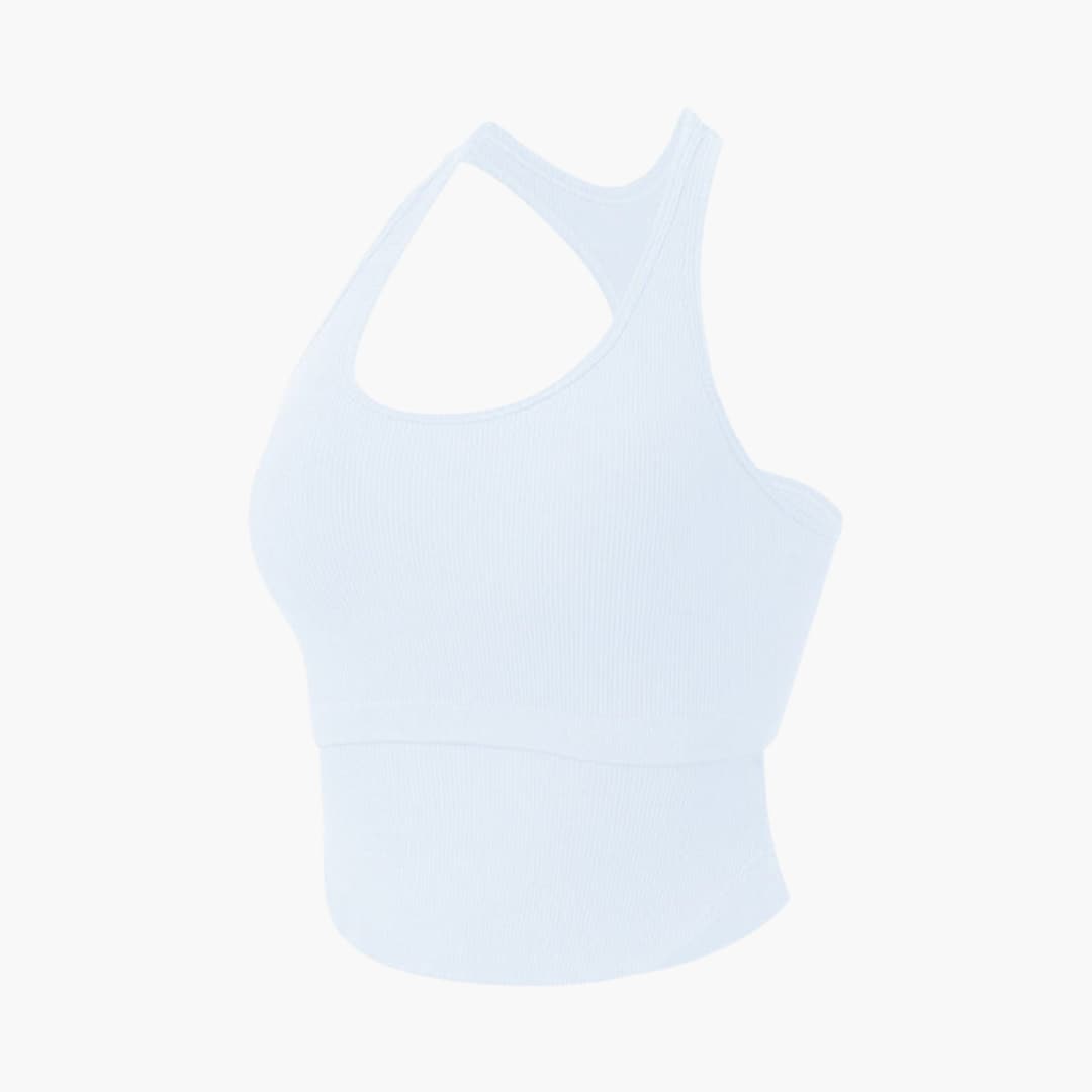 Women's sleeveless fitted sports top with round neckline