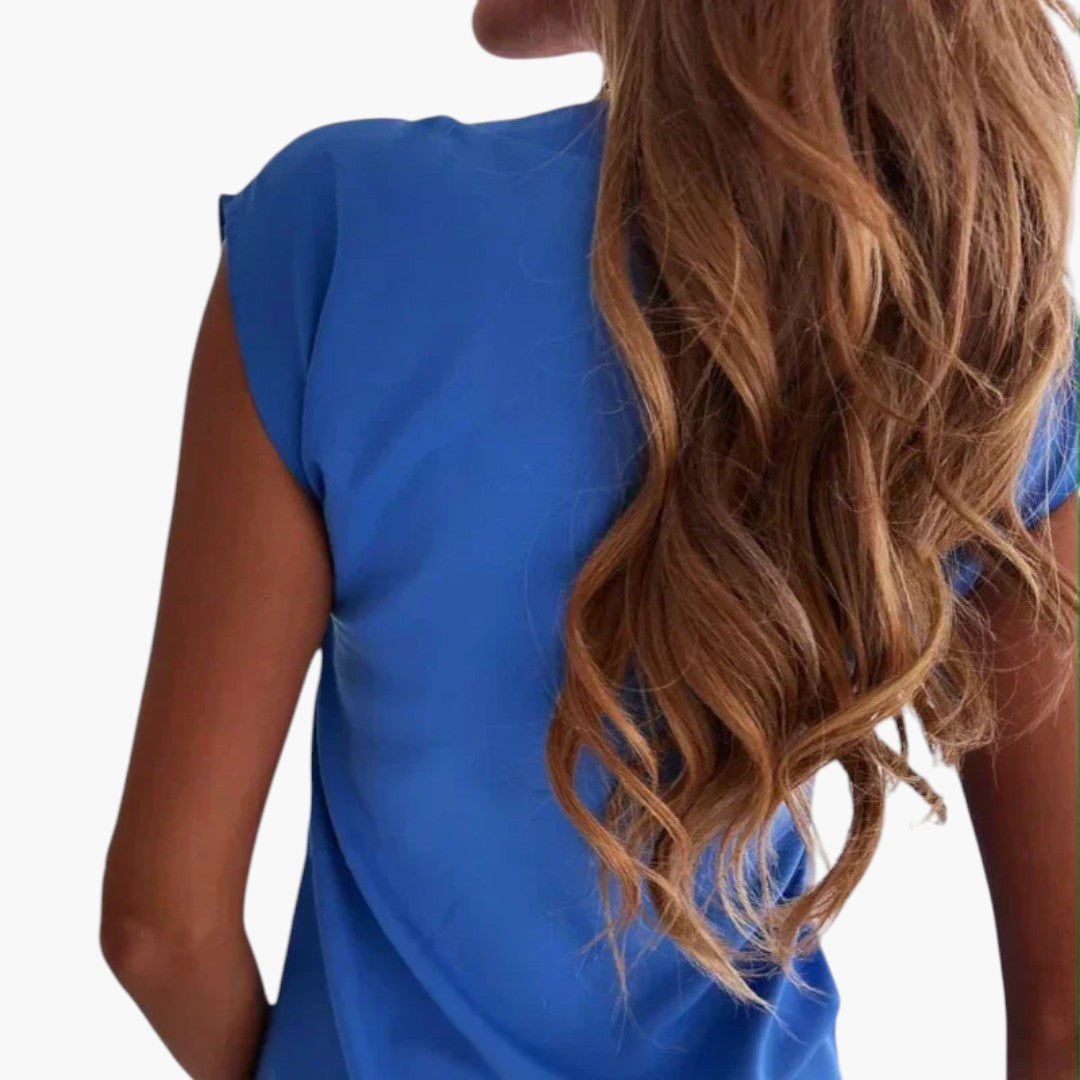 Haut femme col V avec manches courtes type cap