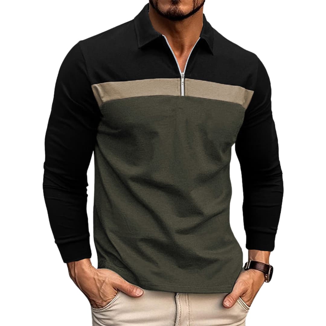 Haut homme manches longues avec zip et col montant