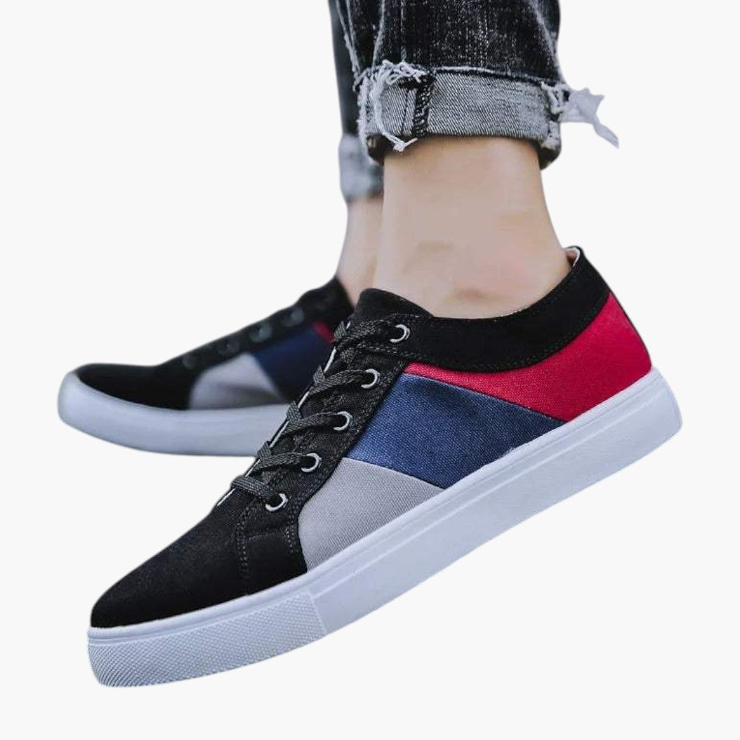 Homme Baskets Basses avec Fermeture Lacets et Semelle Texturée