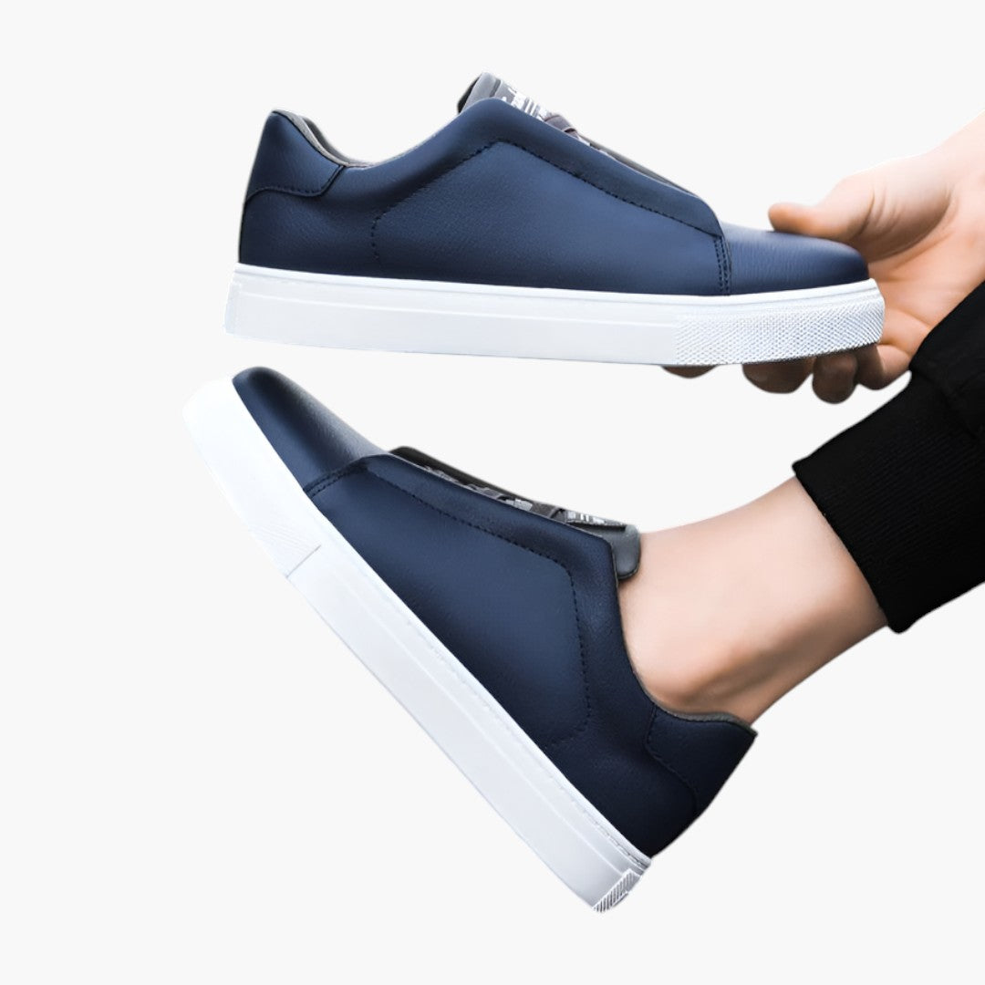 Homme Baskets en Cuir avec Fermeture Lacets et Semelle Texturée