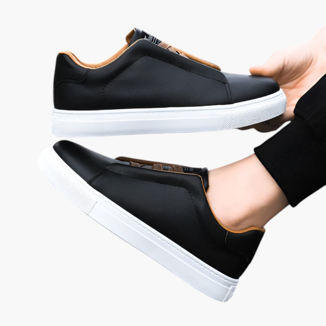 Homme Baskets en Cuir avec Fermeture Lacets et Semelle Texturée