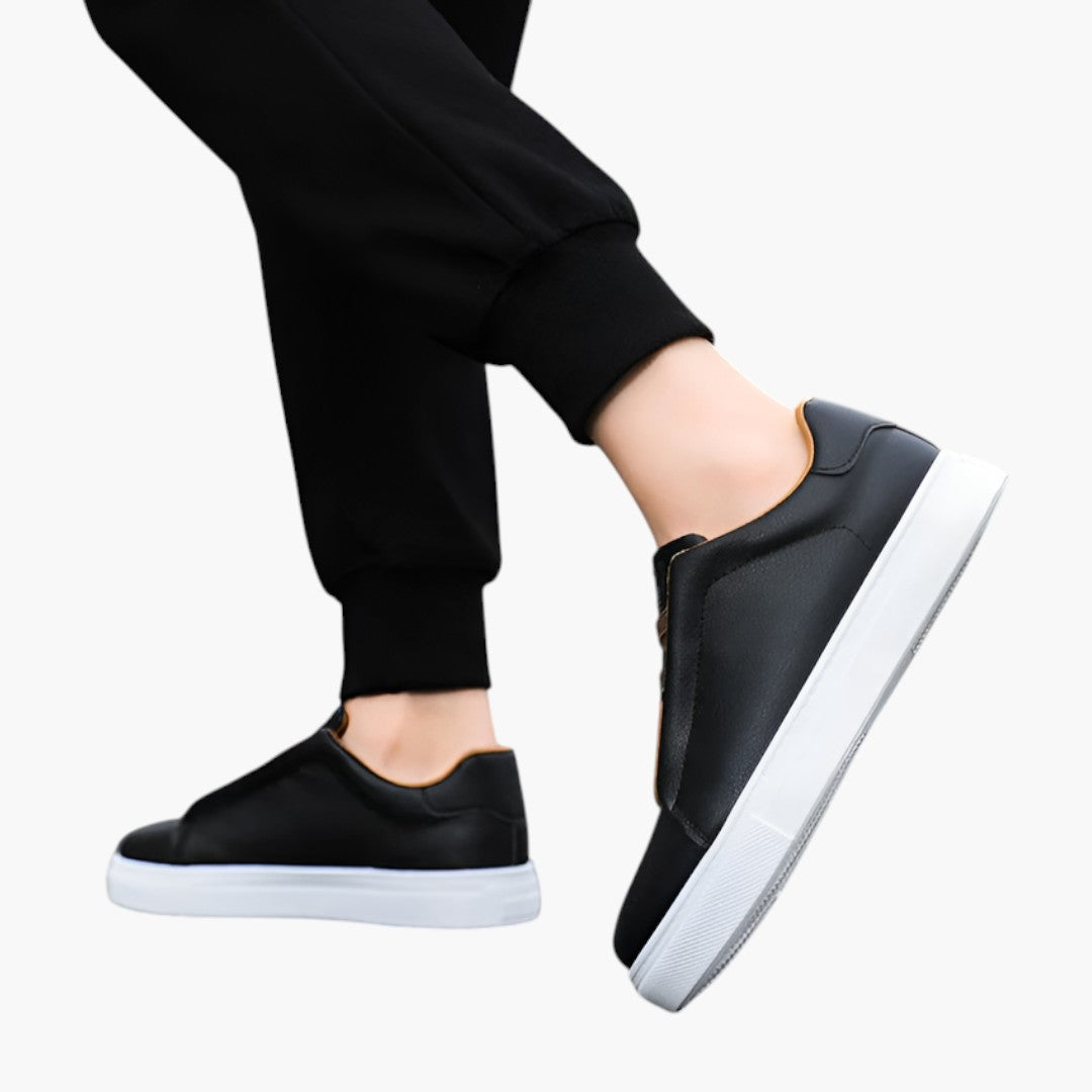 Homme Baskets en Cuir avec Fermeture Lacets et Semelle Texturée
