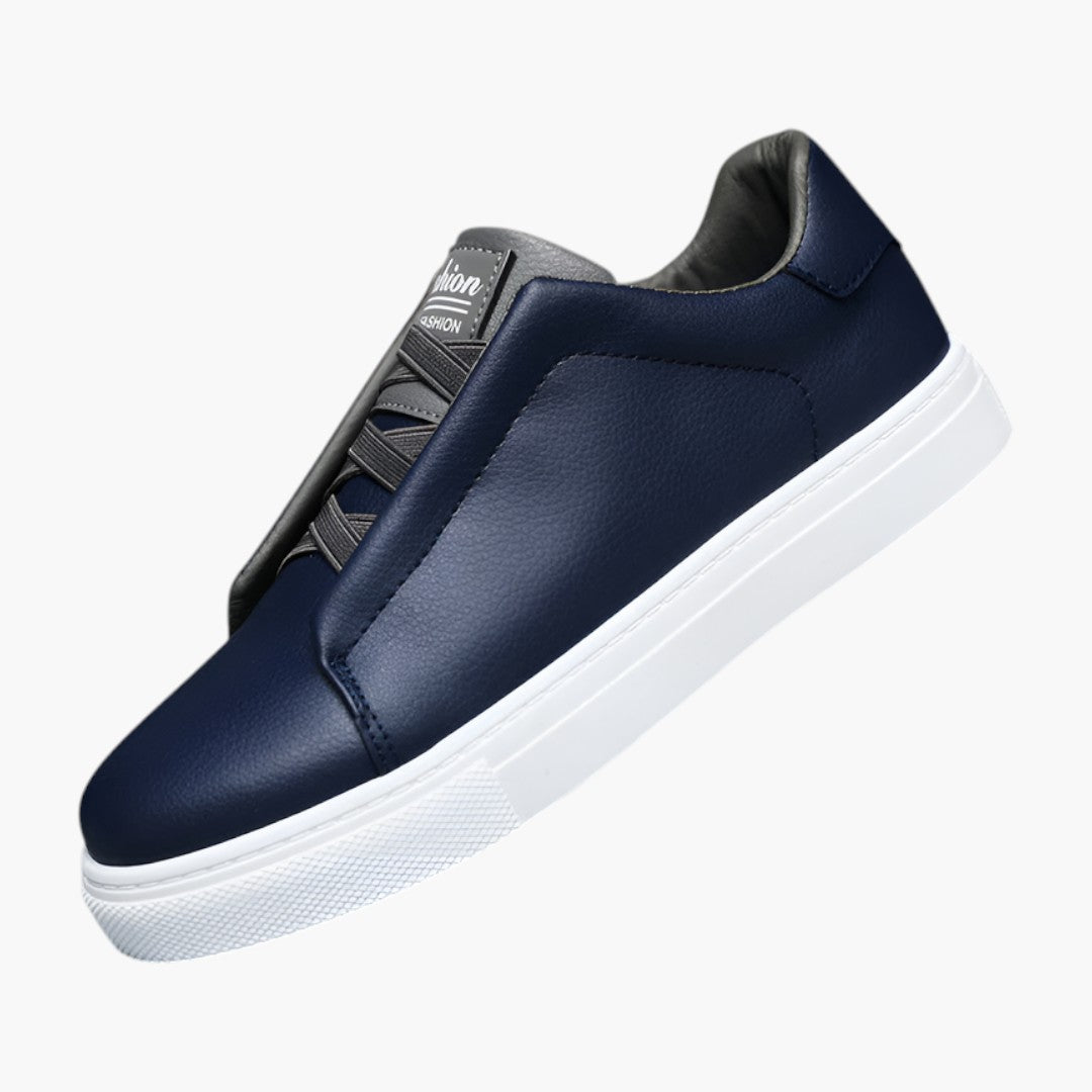 Homme Baskets en Cuir avec Fermeture Lacets et Semelle Texturée