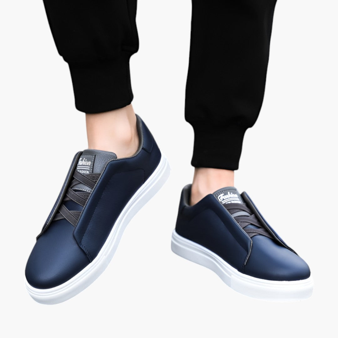 Homme Baskets en Cuir avec Fermeture Lacets et Semelle Texturée