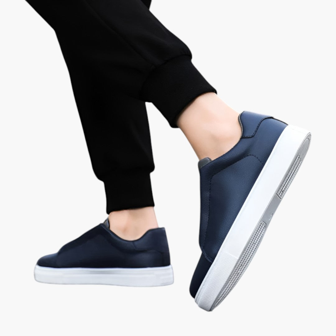 Homme Baskets en Cuir avec Fermeture Lacets et Semelle Texturée